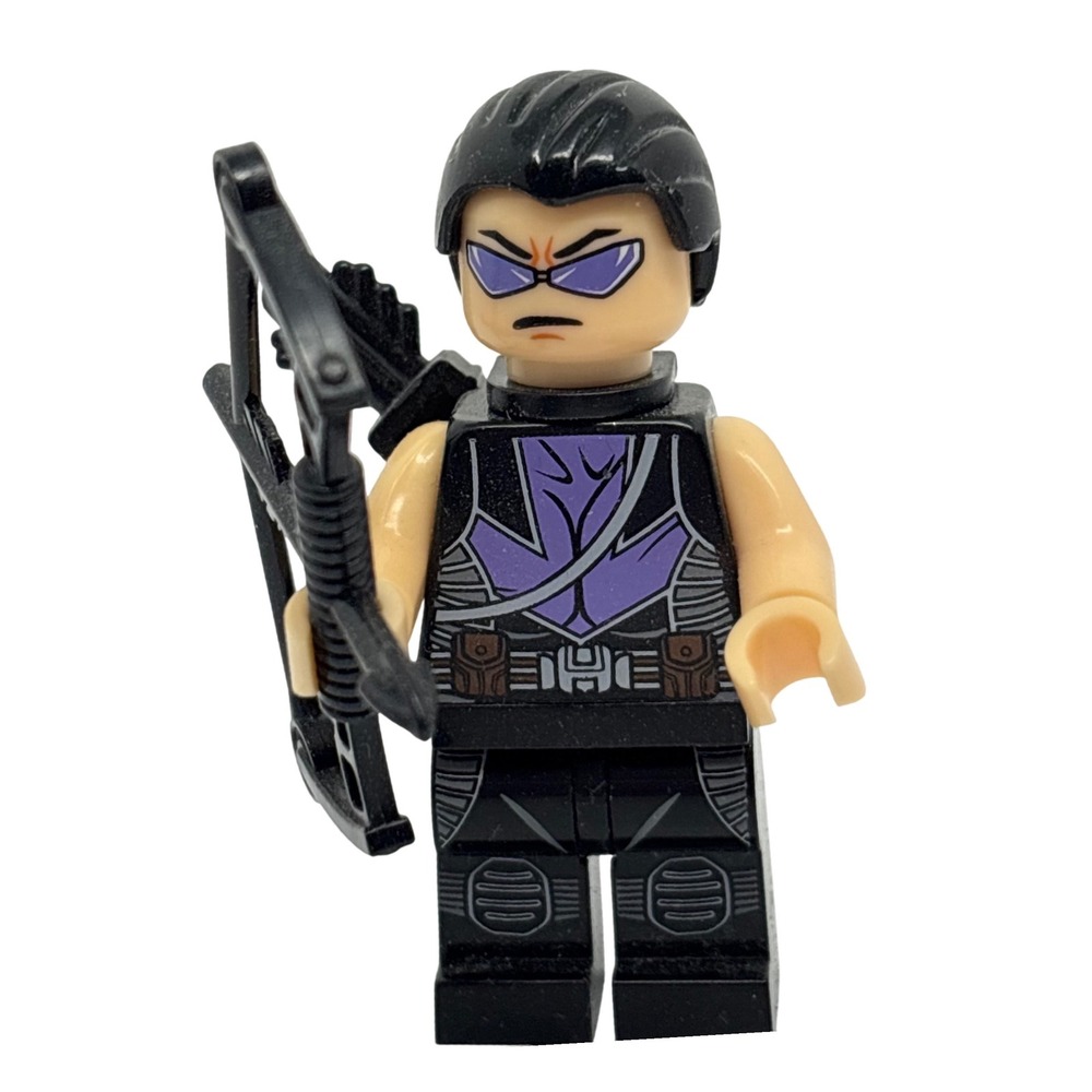 LEGO Marvel Super Heroes Hawkeye Minifigure sh084 Black Purple Suit with Bow